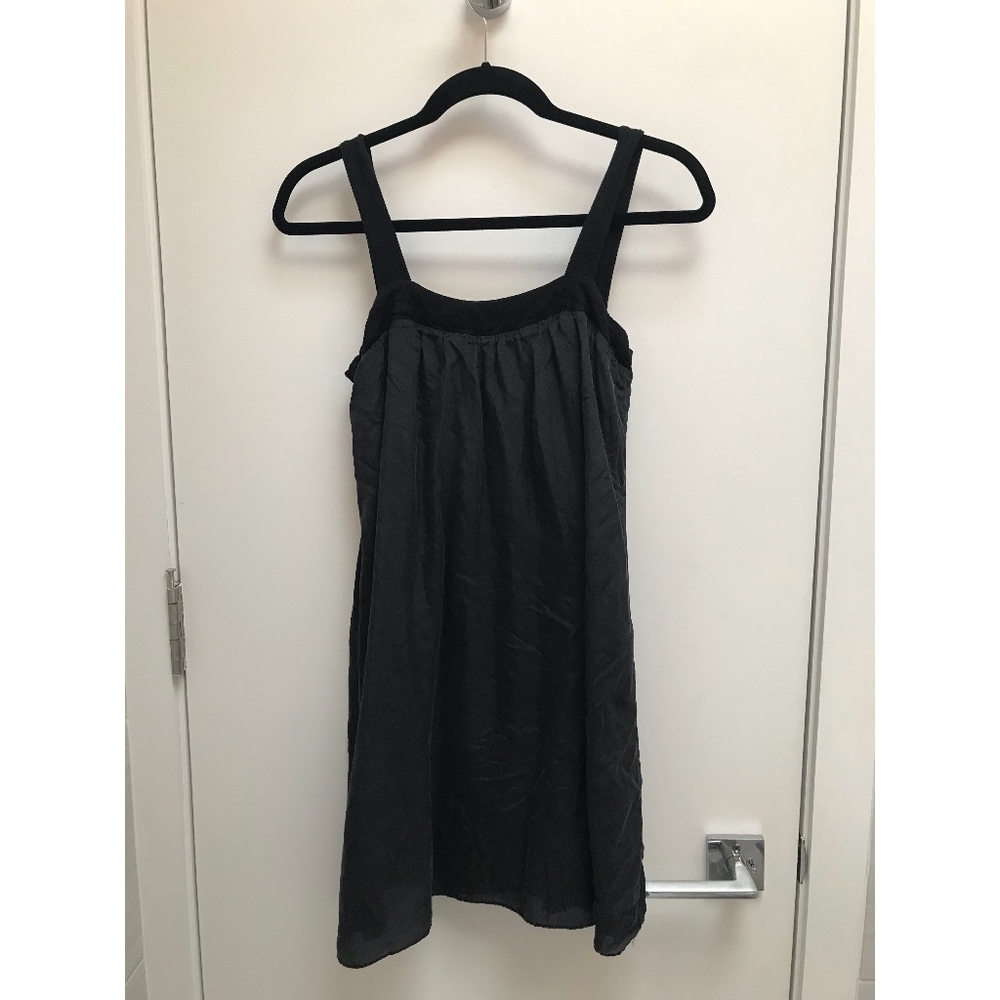 Anthropologie Velvet black silk dress